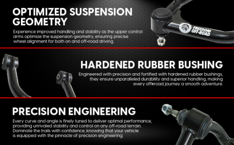 Front Upper Control Arms for 2-4 Inch Lift 21-24 Bronco Freedom Off-Road